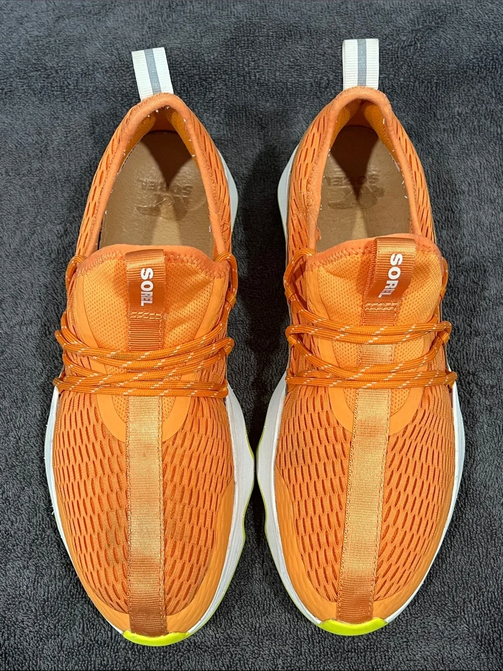 🔥🔥 SOREL Kinetic Impact II Lace Sneaker Orange Designer Shoes Women Sz 9 - EUC